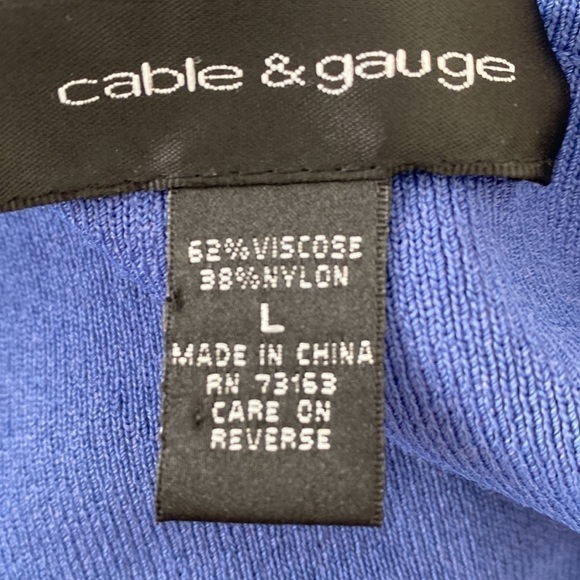 CABLE & Gauge Fine Knit Sweater Womens Large V Neckl8ne 3/4 Sleeves - Picture 10 of 11